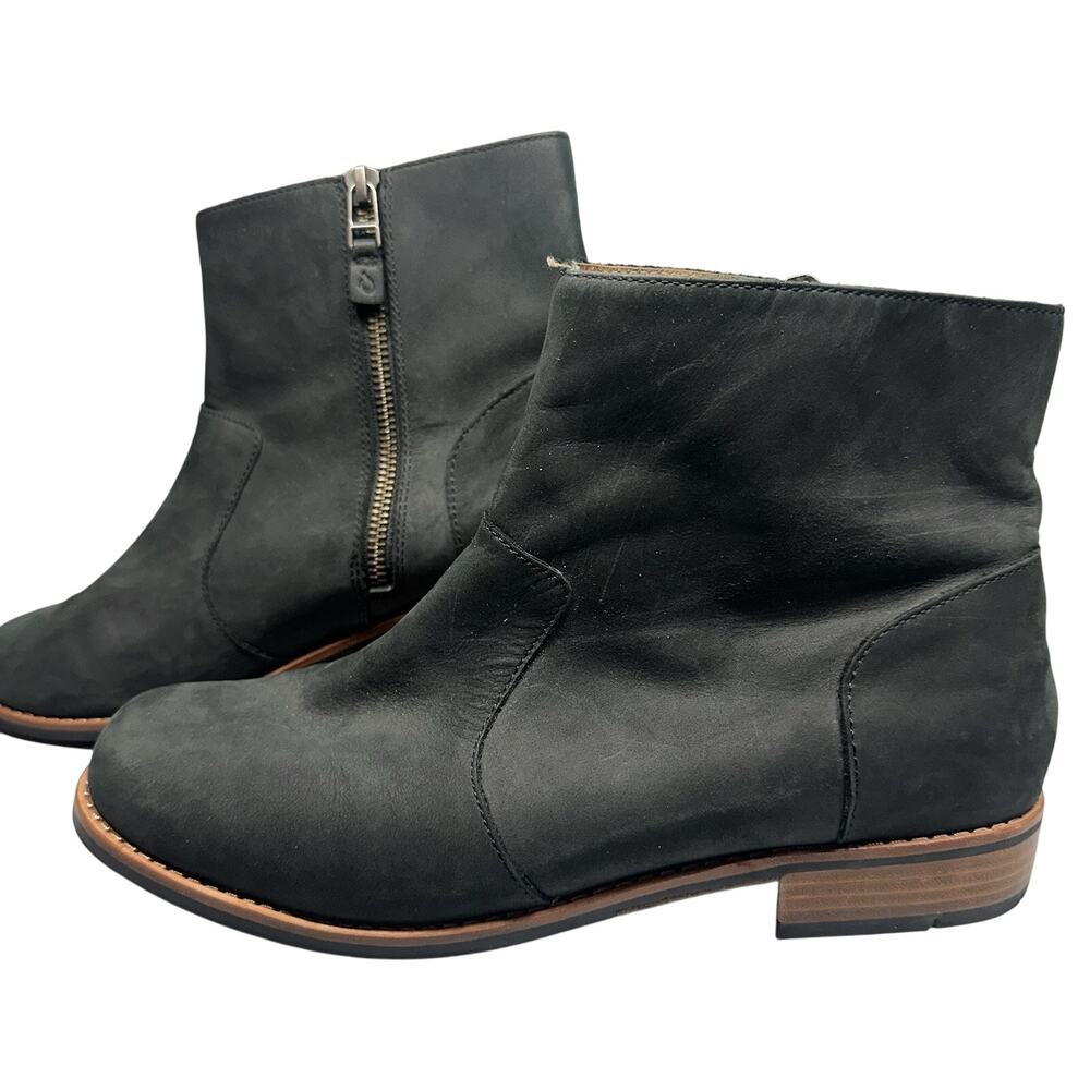 Olukai Womens Kaona II Ankle Side zip Black Leather Boots US W 9.5 EUR 39.5‎